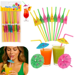 Kit 40 - Canudo Guarda Chuva Descartável Para Drinks
