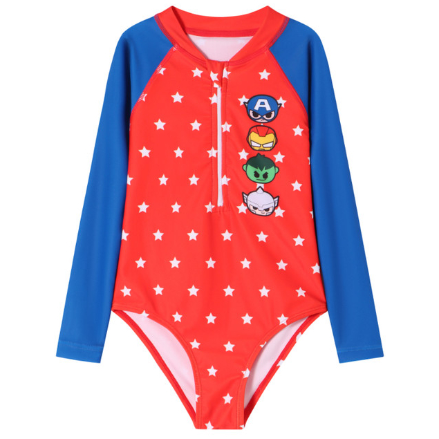 Maio Infantil Bebe Praia Manga Longa Proteção UV Marvel Avengers Licenciado