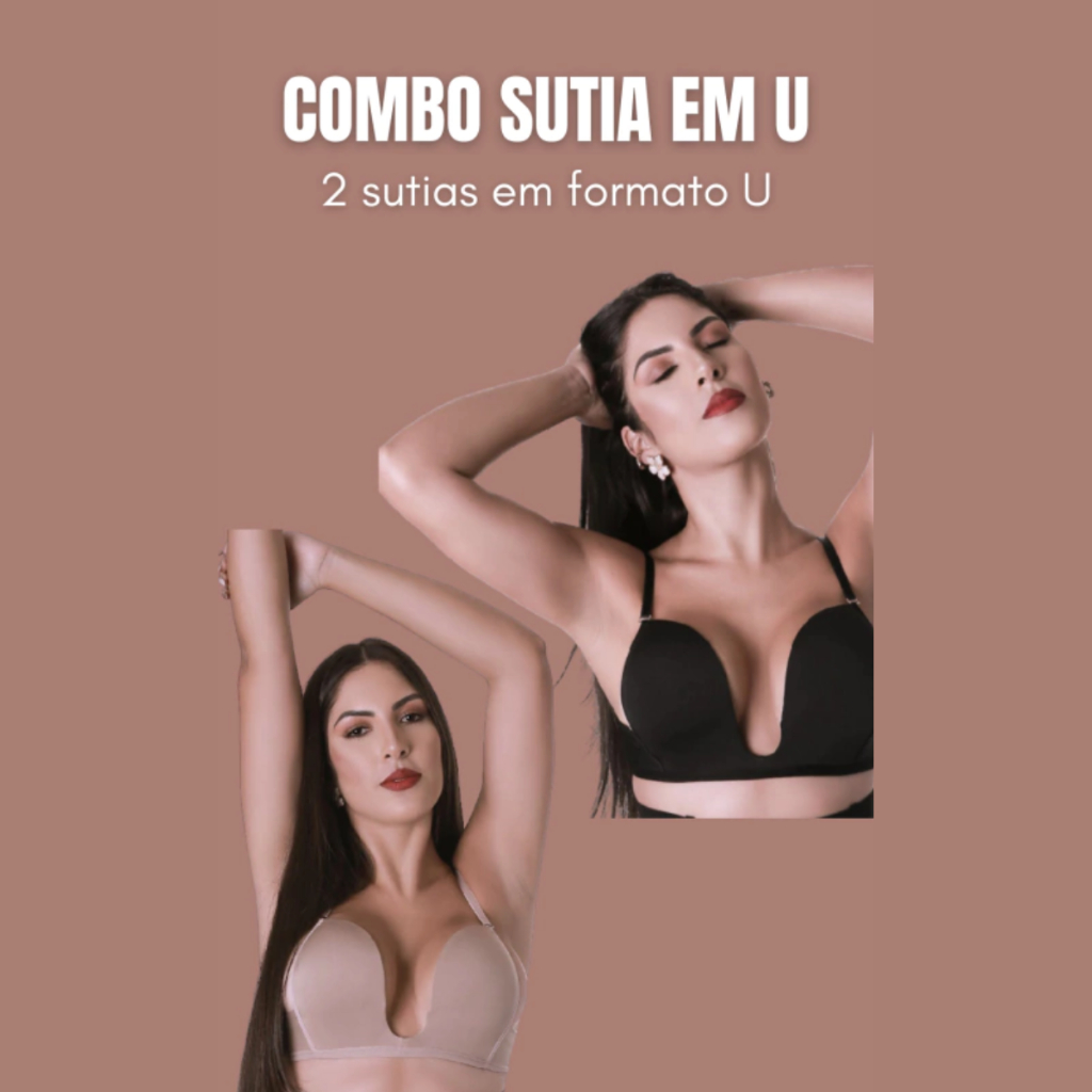 Kit Sutiã Decote Profundo U Feminino Efeito Silicone Roupas Decotadas Invisível