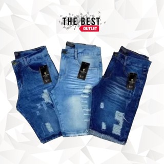 3 shorts jeans masculino rasgado