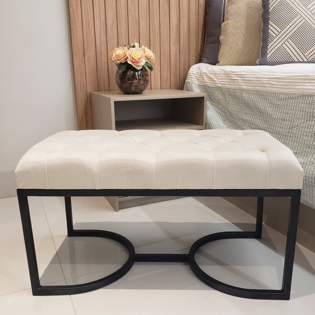 Recamier Divã Retangular Veludo 80x40CM Decoração Escritorio Penteadeira Closet Banqueta Puff Quarto