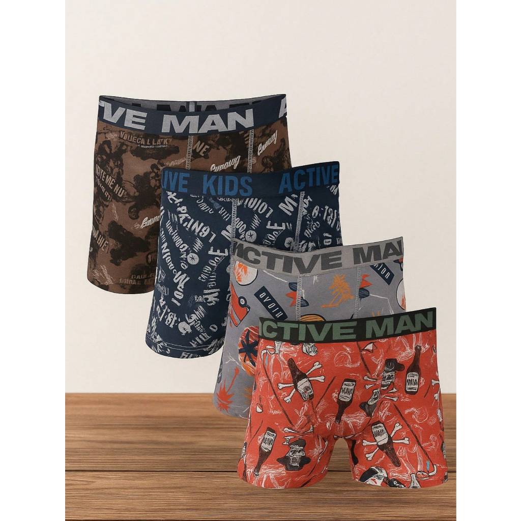 Kit Cuecas Infantil Juvenil Box Microfibra Estampada CONFORT
