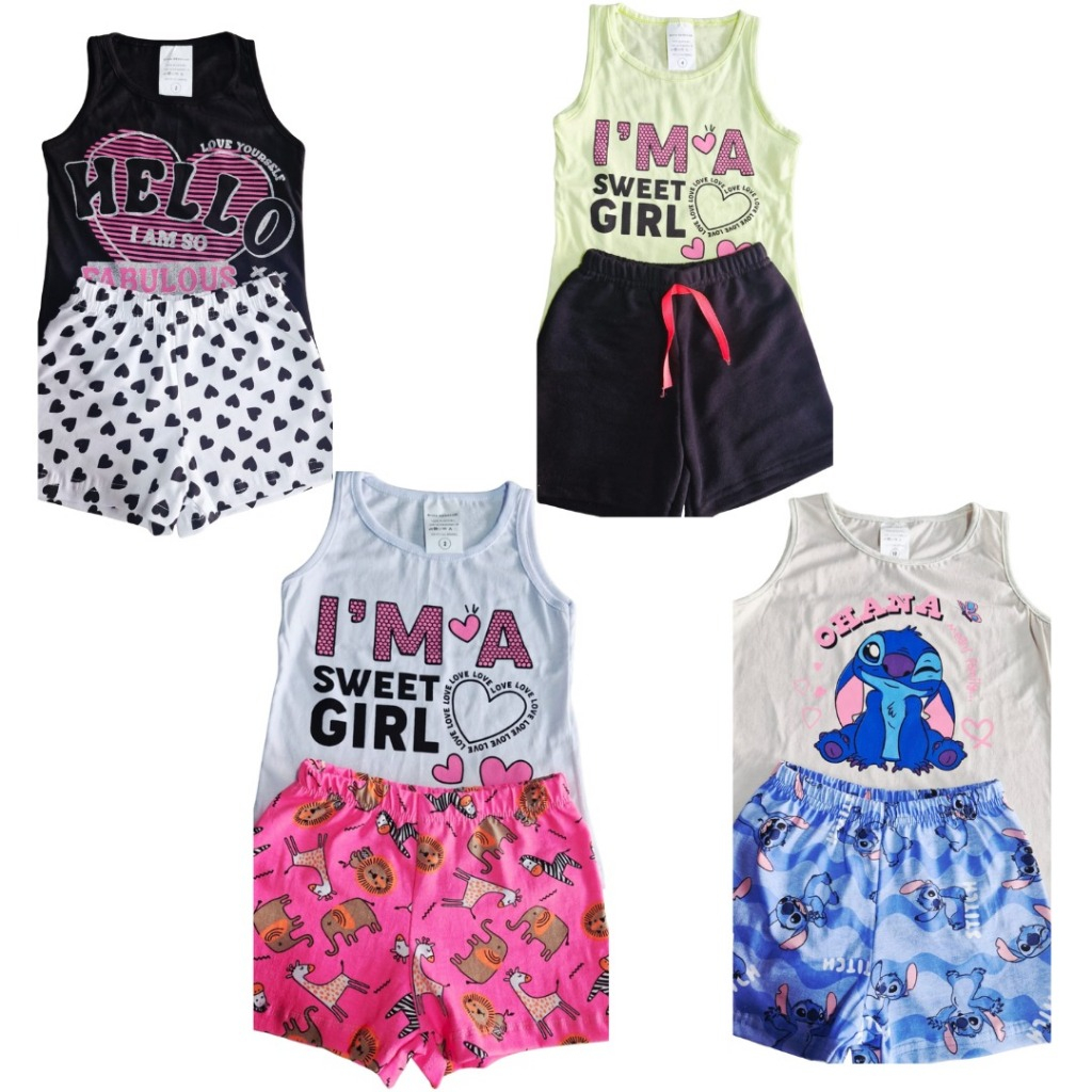 Kit infantil regata feminina estampas sortidas