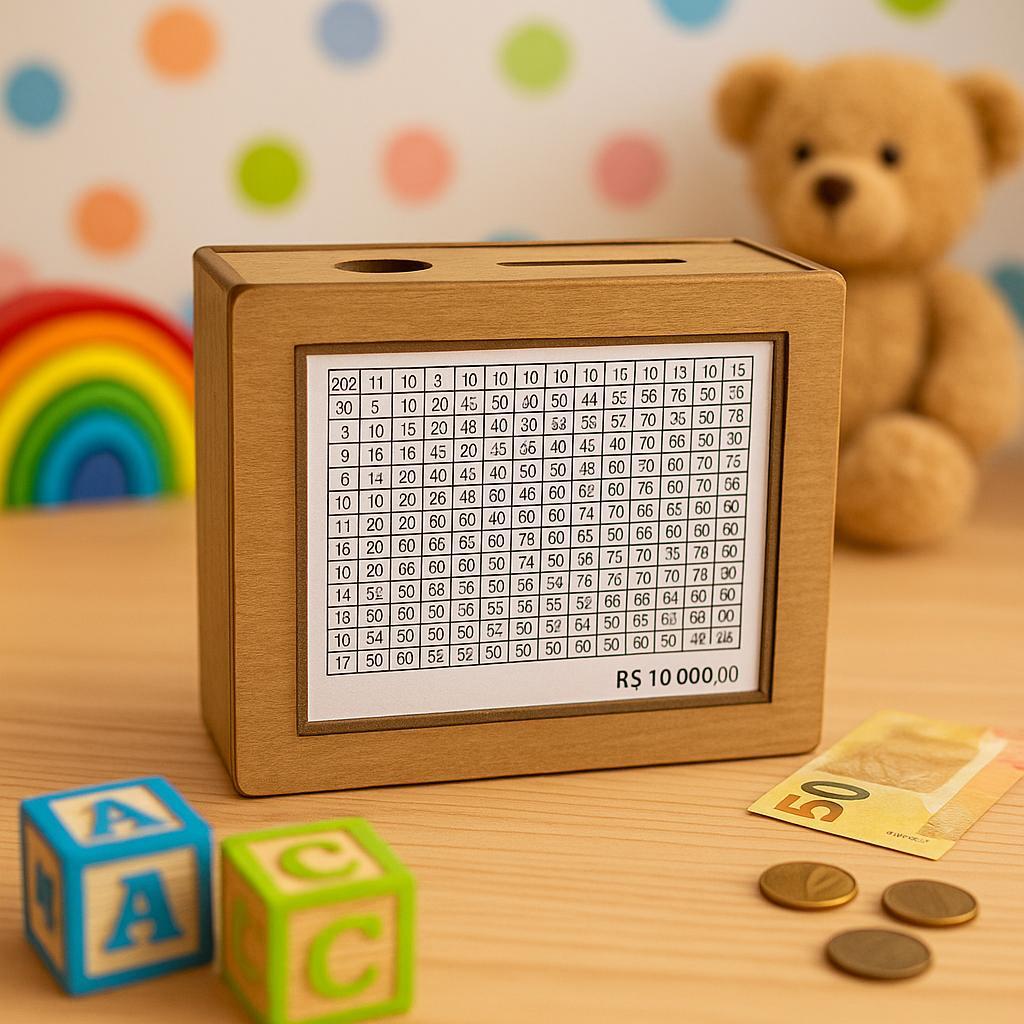 Cofre para guardar 10 mil - Método Japonês - MDF natural