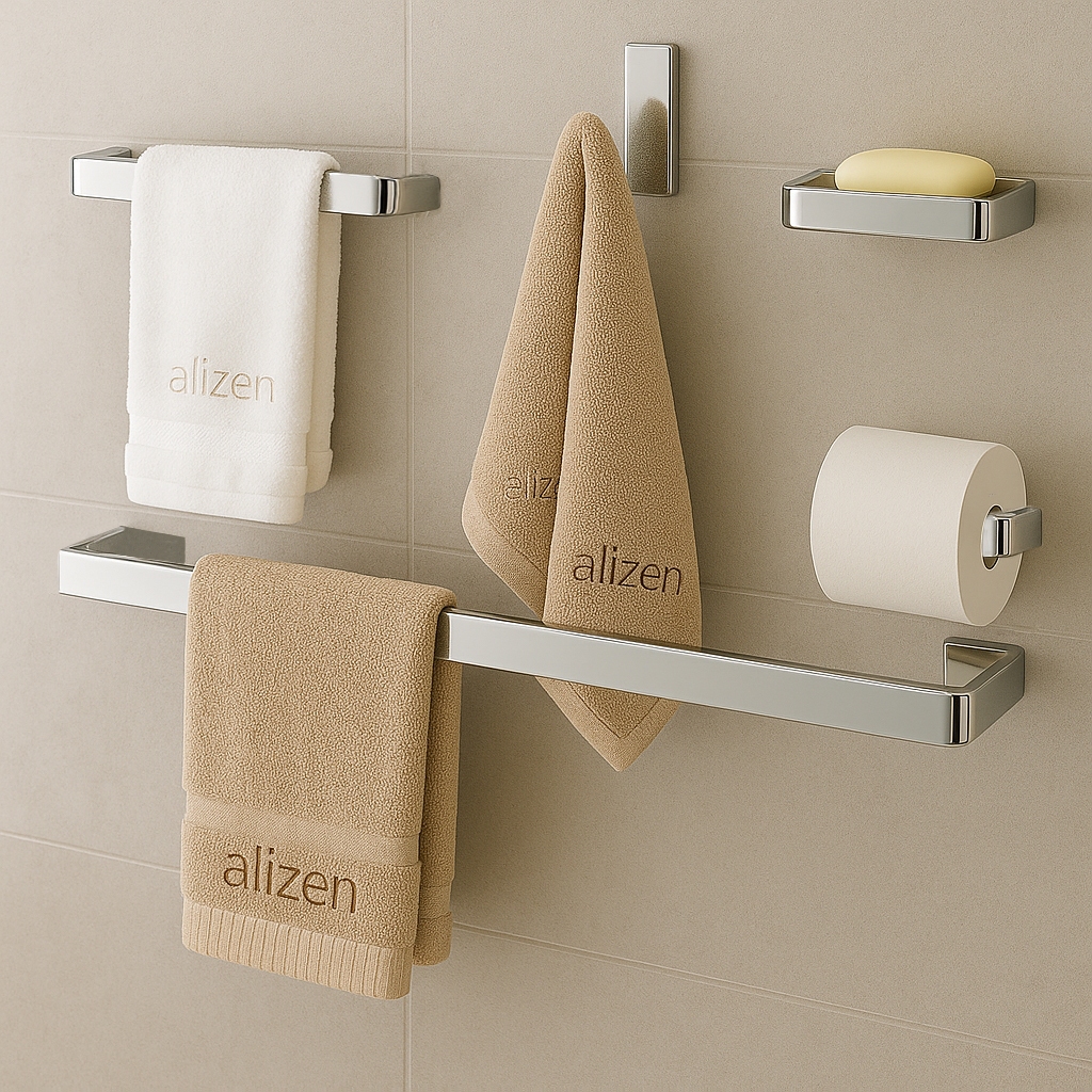 Kit Banheiro Acessórios Banheiro Suporte Toalhas Quadrado Luxo