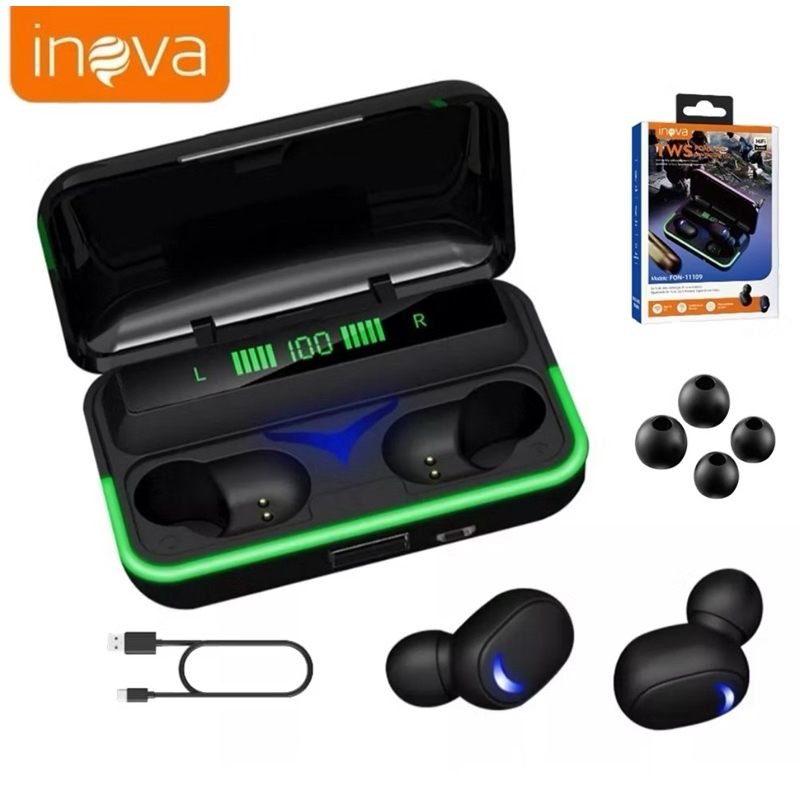 Fone Bluetooth Inova TWS FON-11109 Original – Estéreo HD, Academia - Android - Iphone - Powerbank