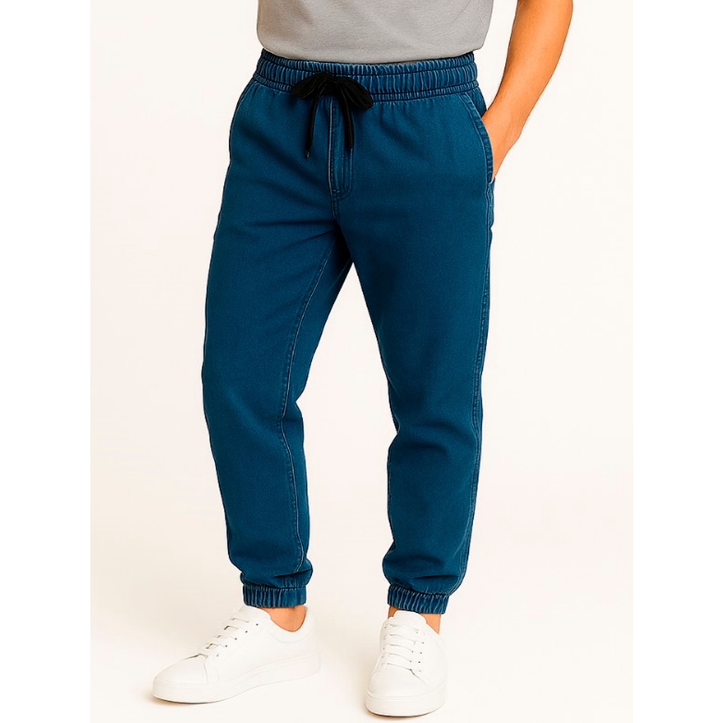 CALÇA JOGGER MASCULINO JEANS E SARJA SLIM COM ELASTICO AJUSTÁVEL