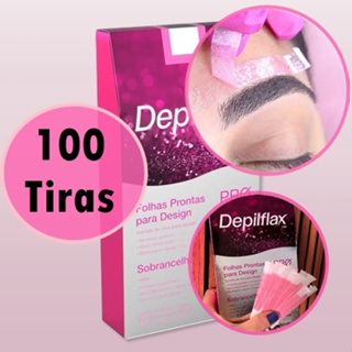 Kit 100 Tiras de Cera para Design de Sobrancelhas - Profissional Depilflax| Depilação Fácil em Casa em Oferta na Shopee