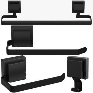 Kit Acessórios De Banheiro Ventosa Preto Duplo 4Pçs F.Max em Oferta na Shopee