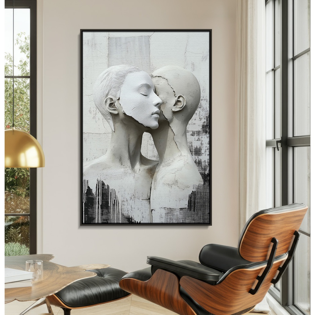Quadro Abstrato Moderno Para Sala Quadro Decorativo Grande Quadro Com Moldura E Vidro Casal Gesso