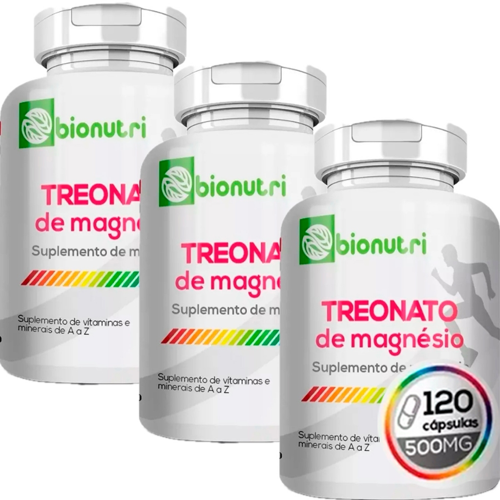 3x Treonato De Magnésio 120caps Original Bionutri em Oferta na Shopee