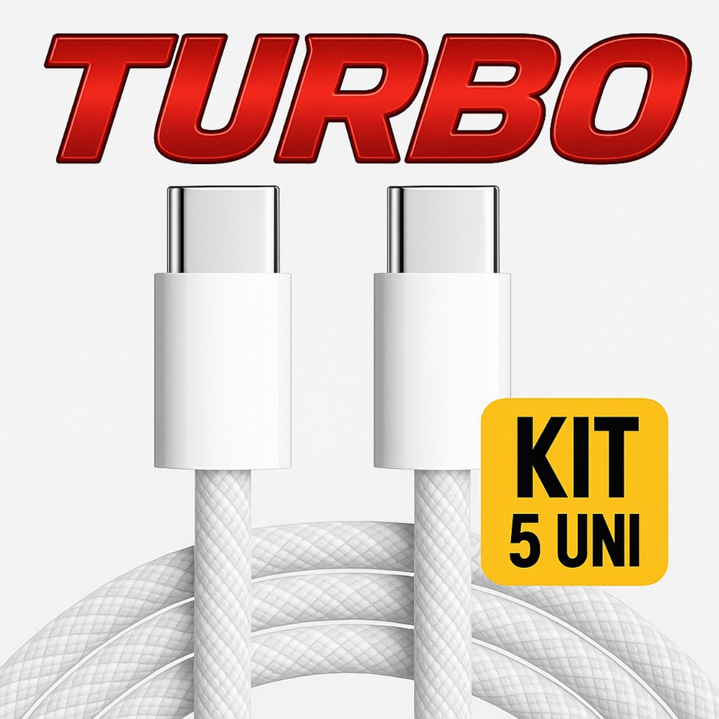 Cabo Carregamento USB Tipo C Kit 5 uni Turbo  Super Rápido Reforçado 1 metro Universal Original
