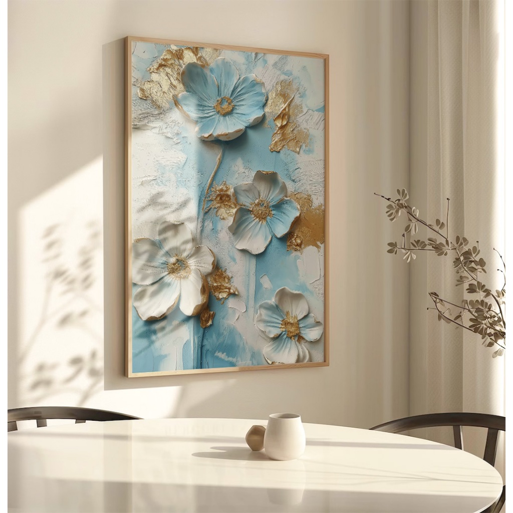Quadro De Flores Abstrato Com Moldura Quadro Decorativo Sala Quarto Quadro Dourado Flores Estilo 3D