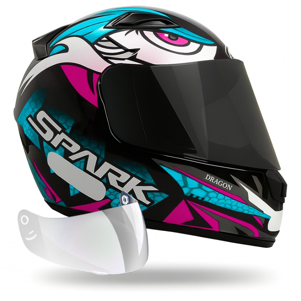 Capacete Ebf Spark Dragon Preto Tiffany Mais Viseira Fumê