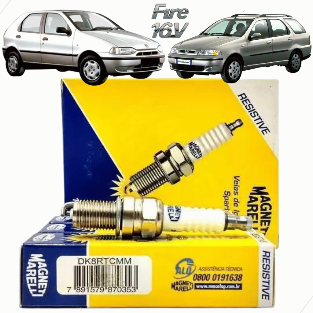 Jogo 4 Velas Ignição Fiat Doblo Siena Palio Weekend 1.0 1.3 Fire 16v 2000 A 2003 Dk8rtcmm