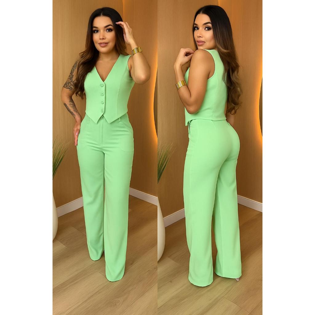 CONJUNTO FEMENINO MODA FASHION E CLASICO EN COLETE e CALÇA