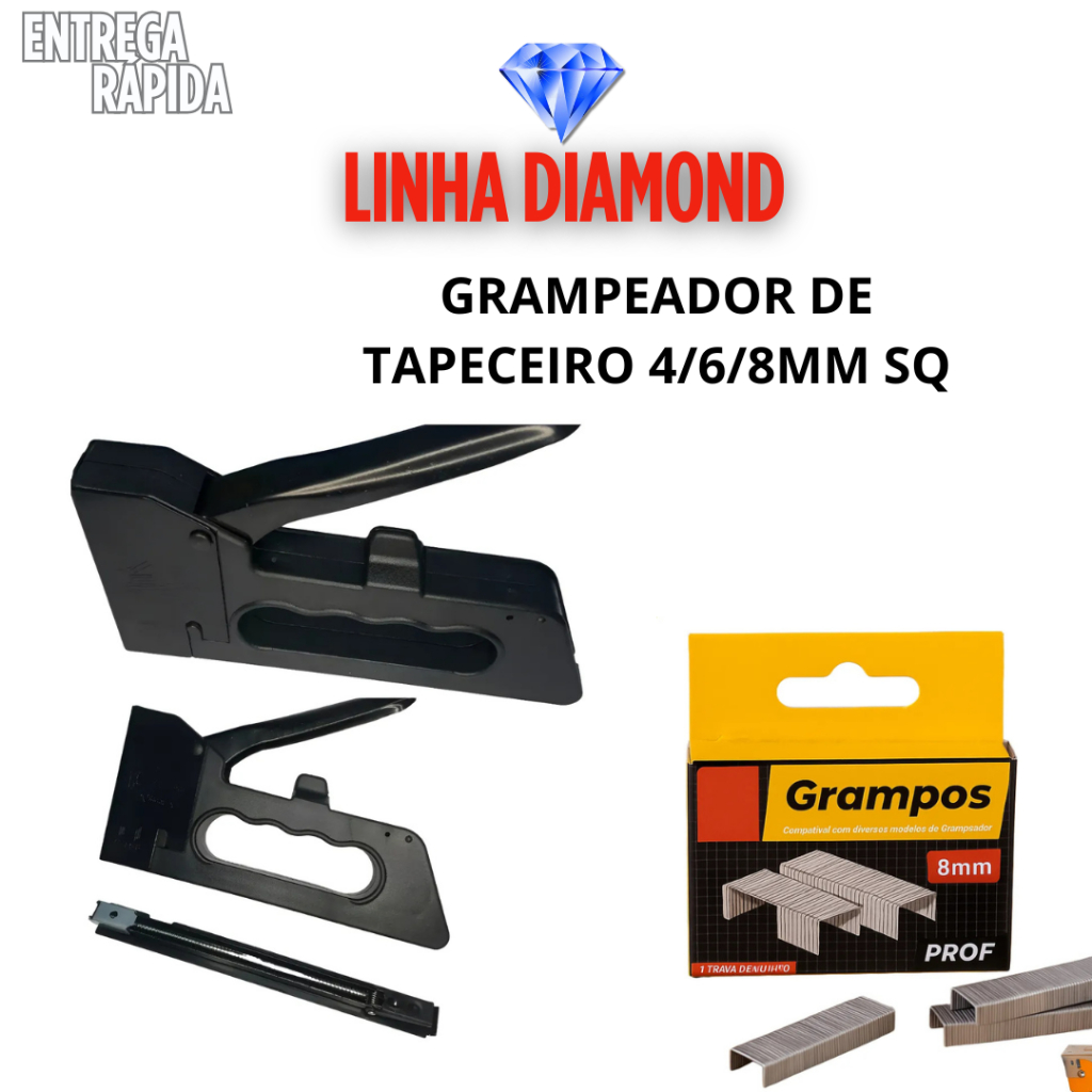 KIT 1 GRAMPEADOR PARA TAPECEIRO 4/6/8 MM + 4 CAIXAS FR GRAMPOS 8 MM (4.000)