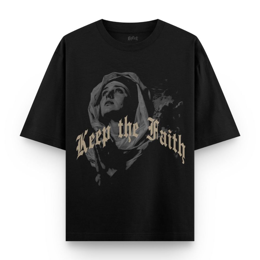 Camiseta Oversized "Keep the Faith" Ripfire Olhar Divino Streetwear Masculina Algodão Alt Y2K Holycore