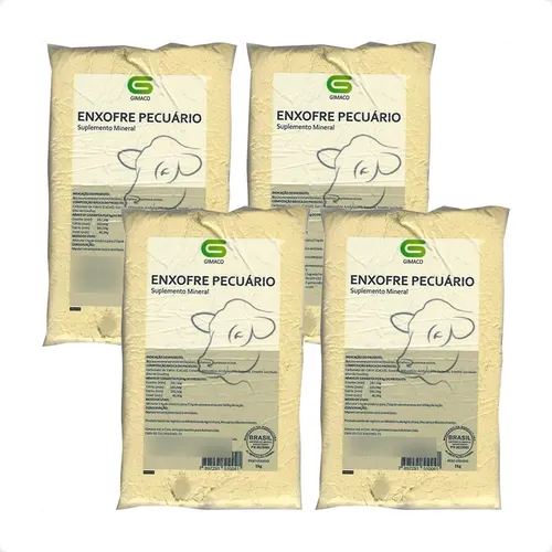 Enxofre Pecuário Gimaco 4 Pacotes de 1kg Suplementação Animal Diminui Carrapatos Berne Moscas Chifre