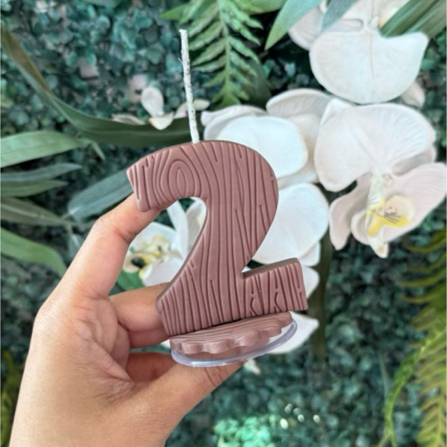 Vela com textura de tronco | com pavio mágico e base para bolos em Oferta na Shopee