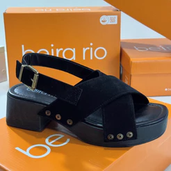 Sandália Beira Rio Feminina Salto Anabela Tiras Largas em x Conforto