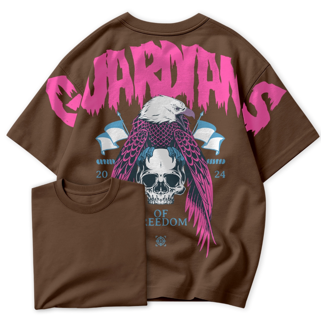 Camiseta Oversized Guardioes Da Liberdade Aguia e Caveira Estilo Pesado Street em Oferta na Shopee