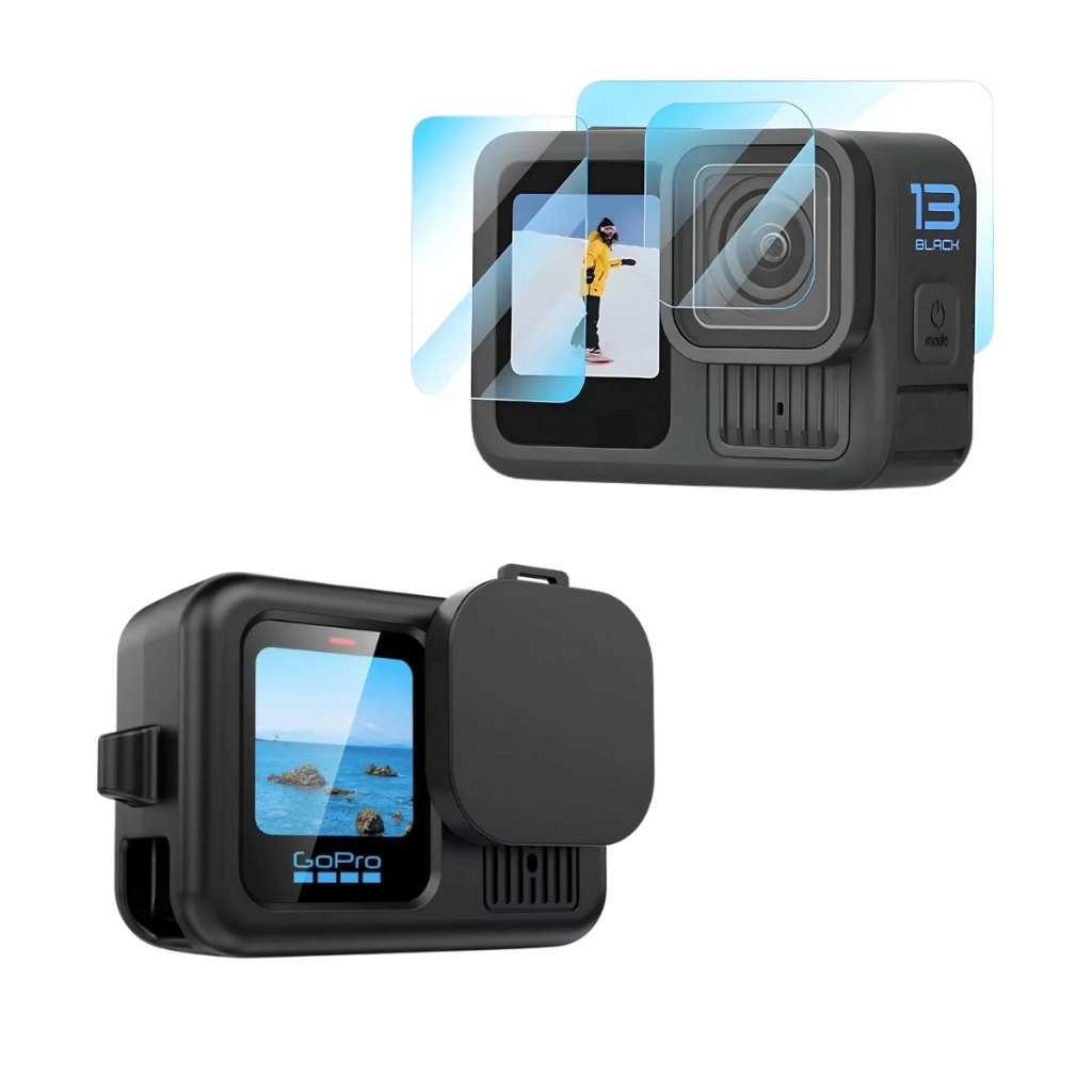 Kit para GoPro Hero13 Black - Capa Silicone e Película Vidro