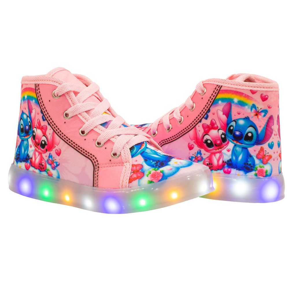 Tênis Infantil Feminino Botinha Lilo Stitch Com Led Colorido. Pisou Piscou. Leve e Confortável. em Oferta na Shopee