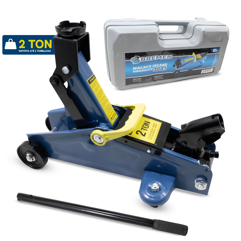 Macaco Hidráulico Bremen 2 Toneladas Maleta Alça Transporte Altura 140 a 295 mm em Oferta na Shopee