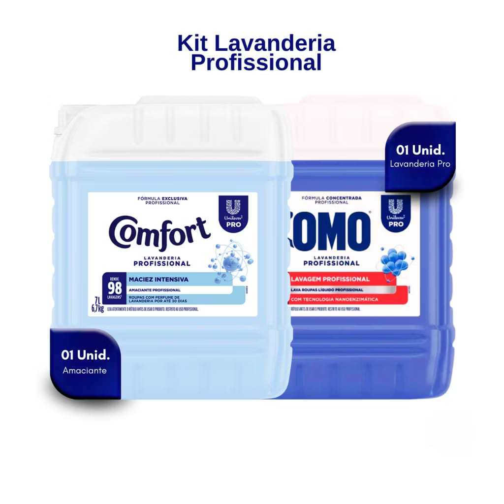 LAVA ROUPAS LAVANDERIA PRO OMO 7L + AMACIANTE COMFORT 7L