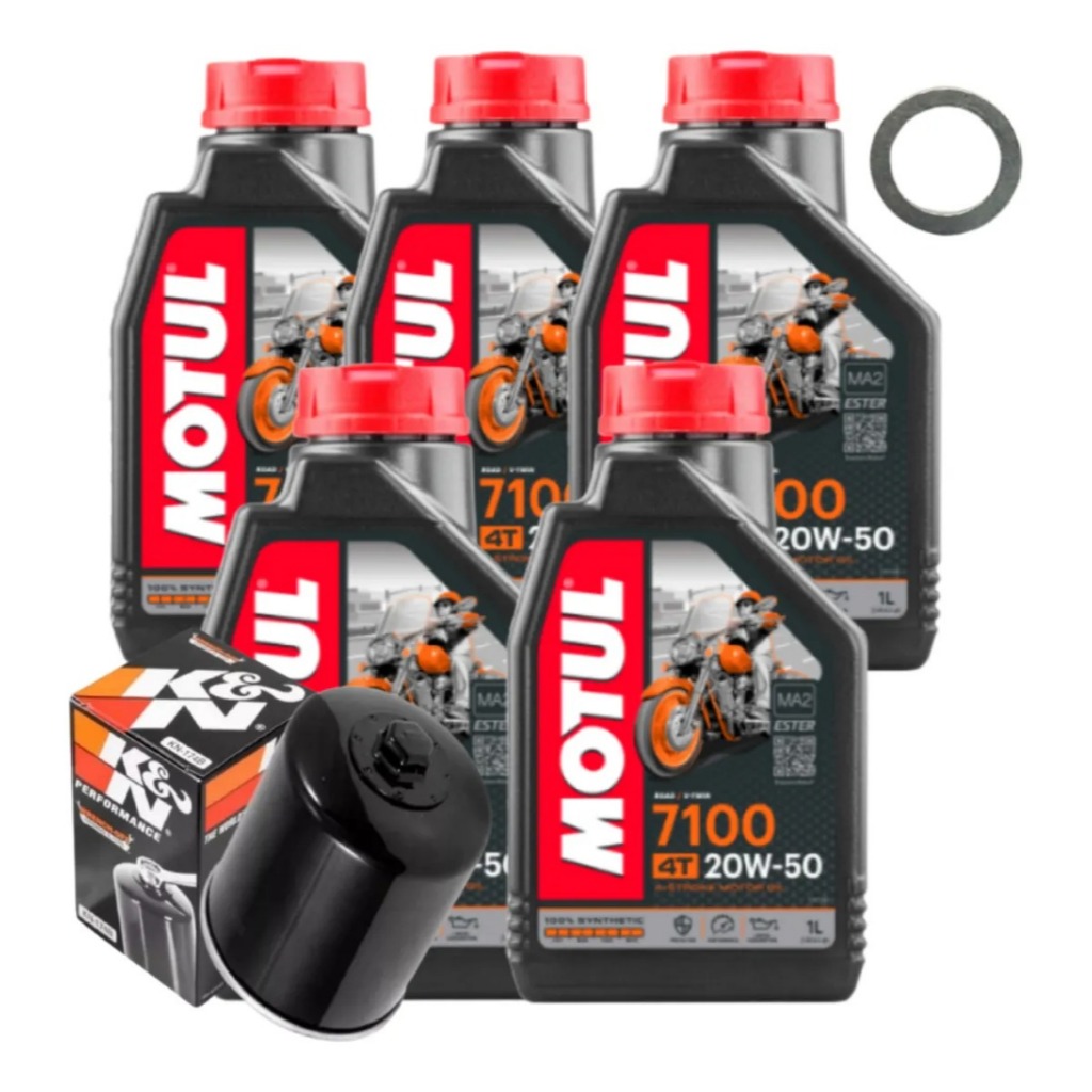 Kit Troca Óleo Motul 7100 E Filtro K&n Kn-174 Harley Vrod