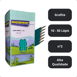 Kit 50 Lápis de Escrever Preto Nº2  Escolar Estudos Masterprint 740 em Oferta na Shopee