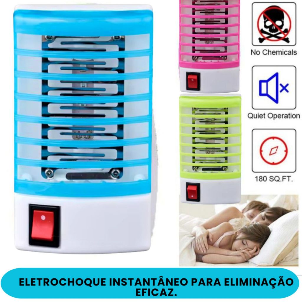Lâmpada Eletrônica Repelente de Mosquitos LED UV Mata Insetos Elétrica 2 em 1 Iluminação e Inseticida Bivolt Econômica
