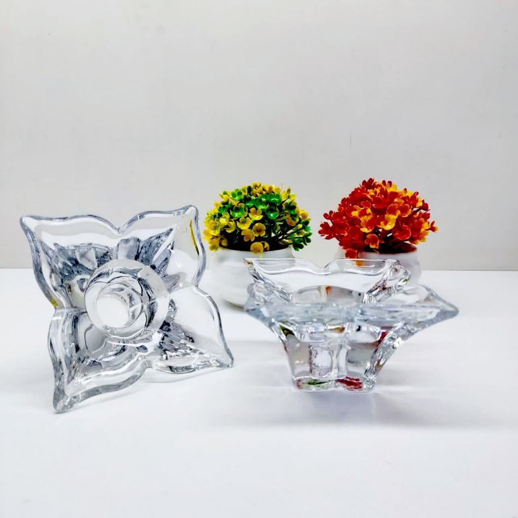 Kit 2 Castiçais Lilium Decorativos em Vidro – Suporte para Velas Centro de Mesa Item Aromático