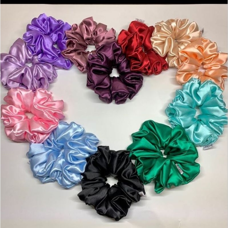 Kit 20/40/50 Scrunchie Cetim Xuxinha de cetim Xuxa Rabicó de Cabelo Brindes Mimo Cliente em Oferta na Shopee