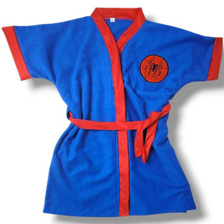 Roupao Infantil Aranha Atoalhado Poliester Com Faixa Ajustavel Sem Capuz Otima Absorção De Agua Praia Clube Piscina em Oferta na Shopee
