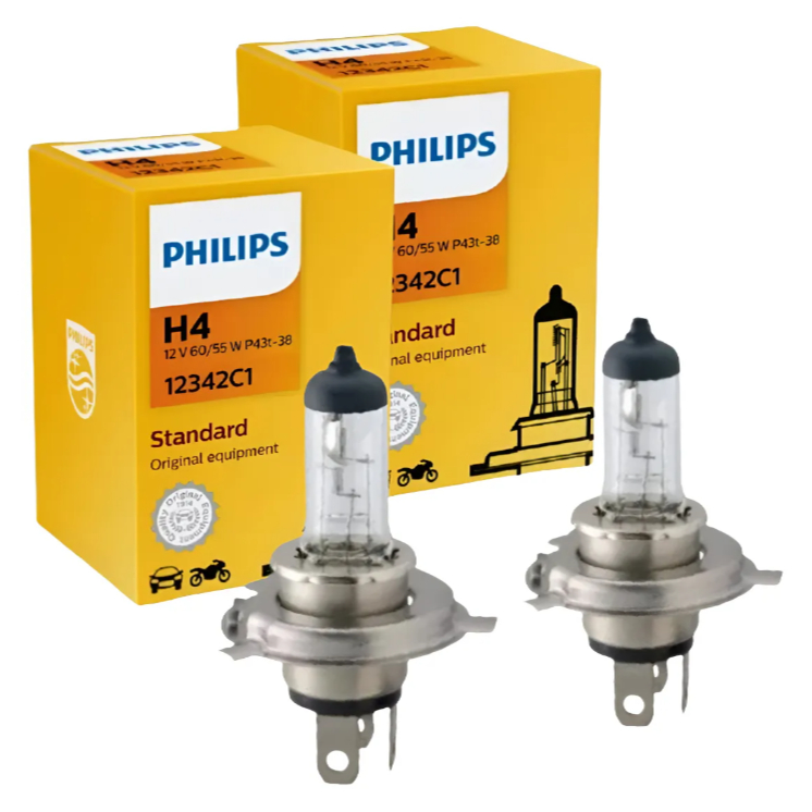 Par Lâmpadas Farol Baixo E Alto H4 Philips Halogena 12v em Oferta na Shopee