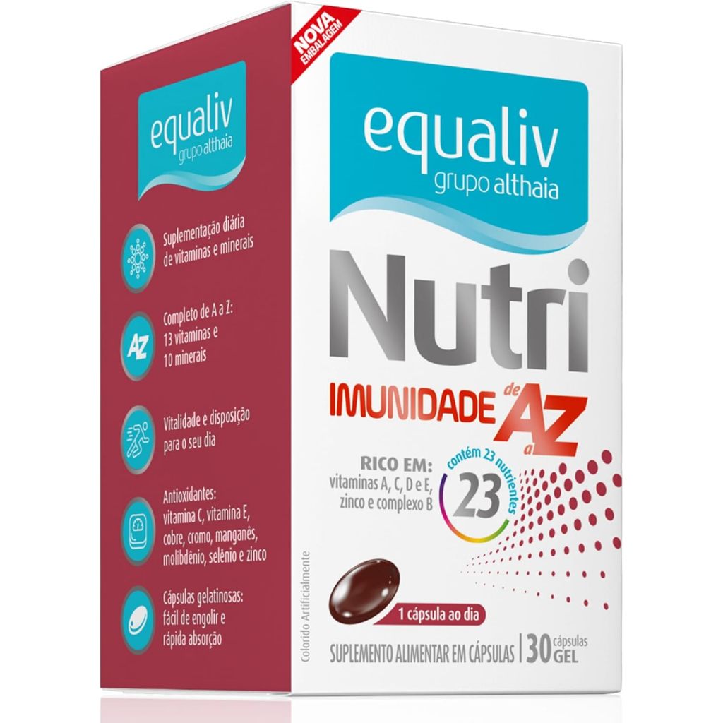 Suplemento Vitamínico Nutri Imunidade AZ Equaliv Com 30 Cápsula Em Gel em Oferta na Shopee