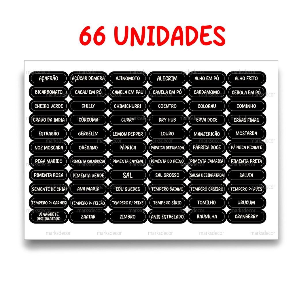 Adesivos De Tempero Preto, Potes Organizadores Temperos, Etiqueta de Temperos em Oferta na Shopee