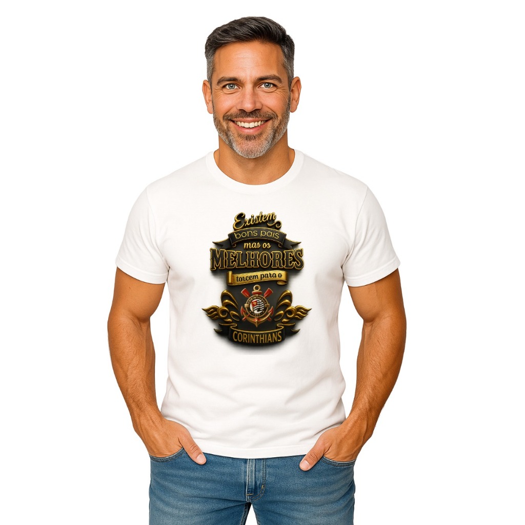 Camiseta Dia dos Pais Time do Povo Os Melhores Pais Torcem com Paixão