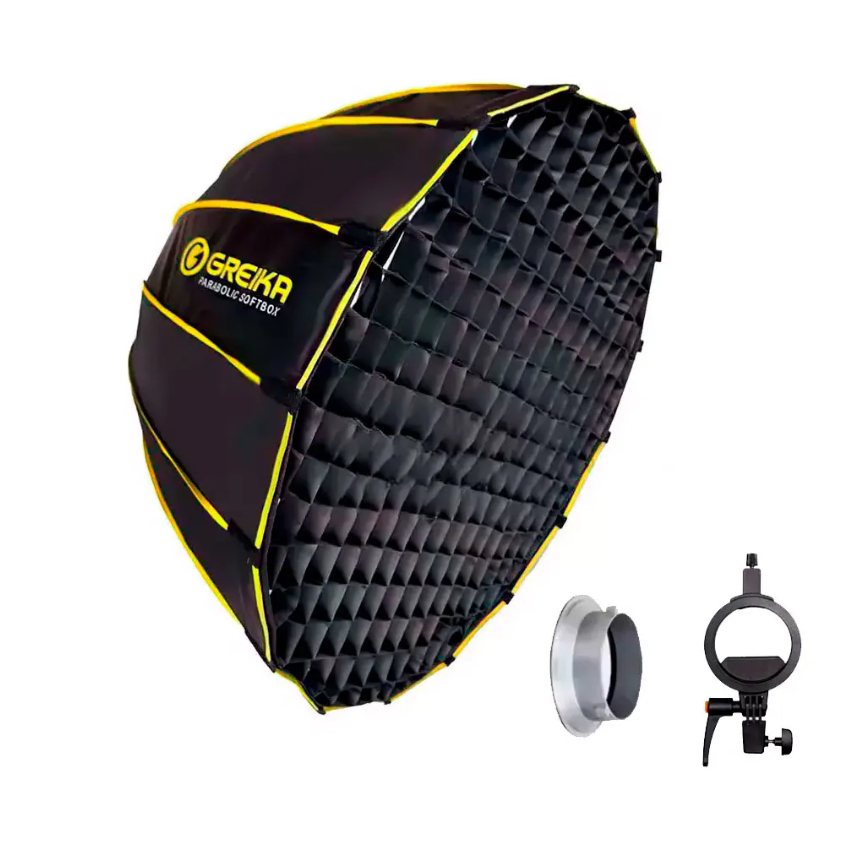 Greika Gkh65 Softbox parabólico 65cm com difusor e grid comeia para flash speedlite tocha bowens
