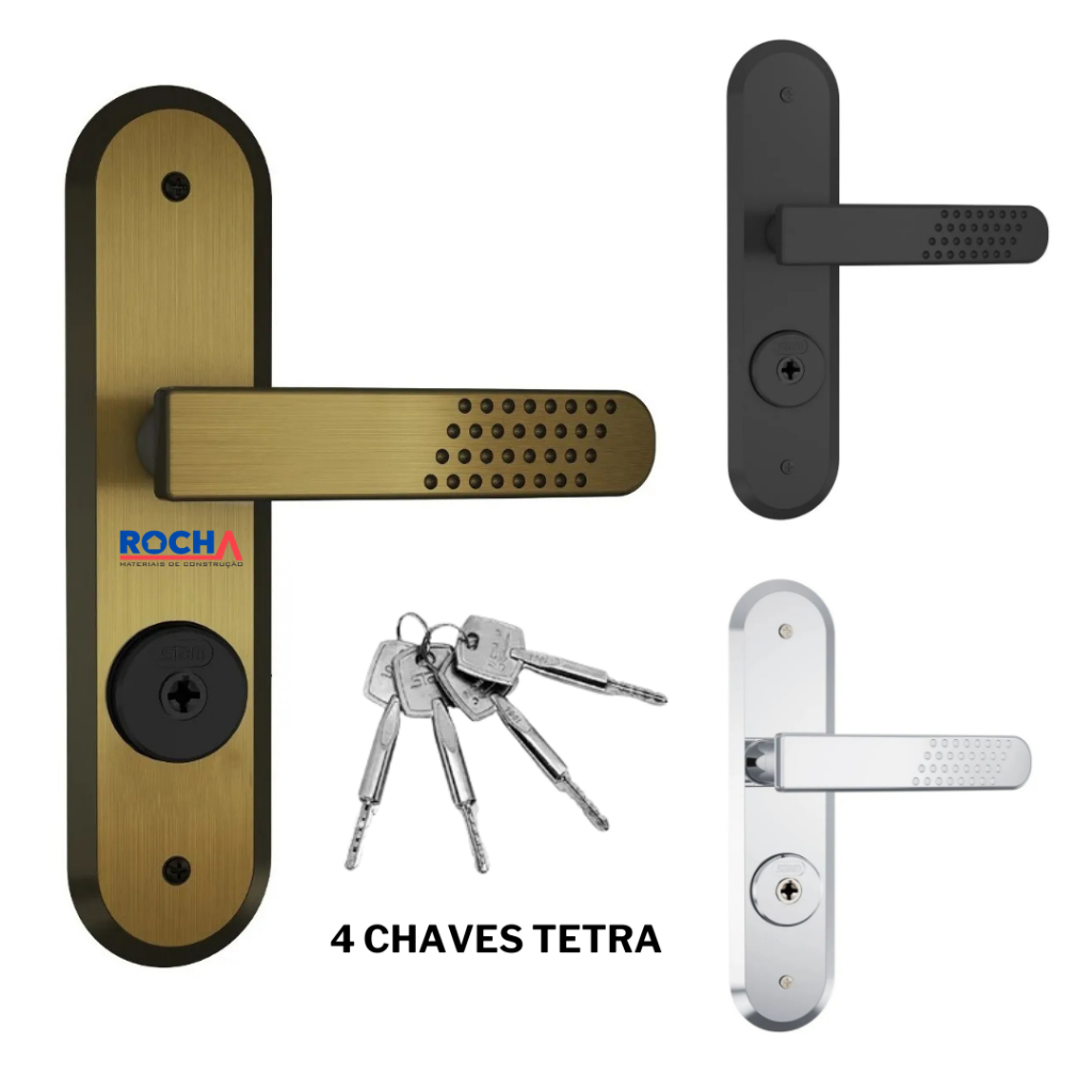 Fechadura Reforçada Luxo para Porta de Madeira 1800/21 4 Chaves Tetra Stam em Oferta na Shopee