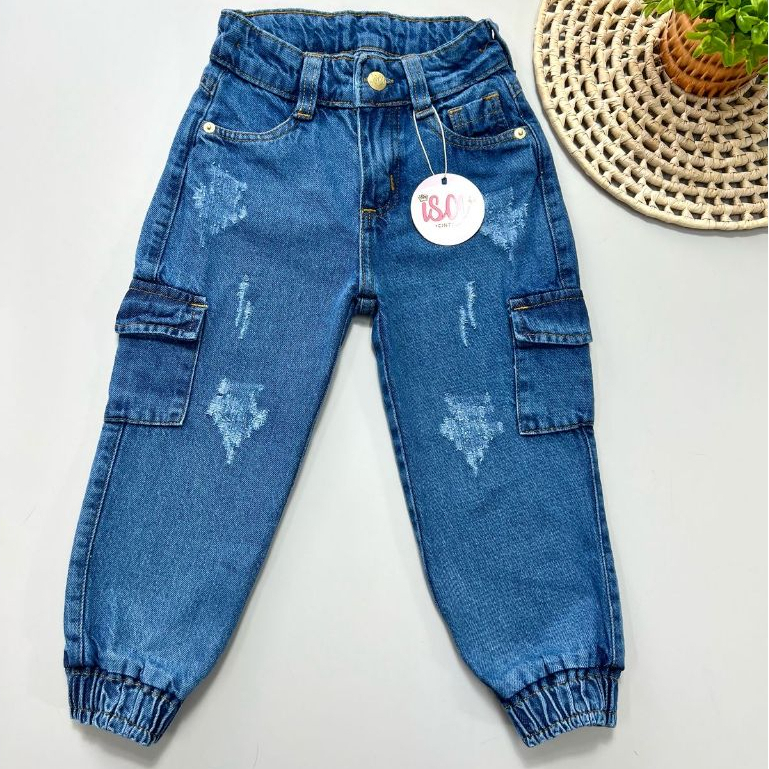 ISA CINTRA Calça Jeans Jogger Cargo Infantil De Menina Mini Diva Moda Blogueirinha em Oferta na Shopee