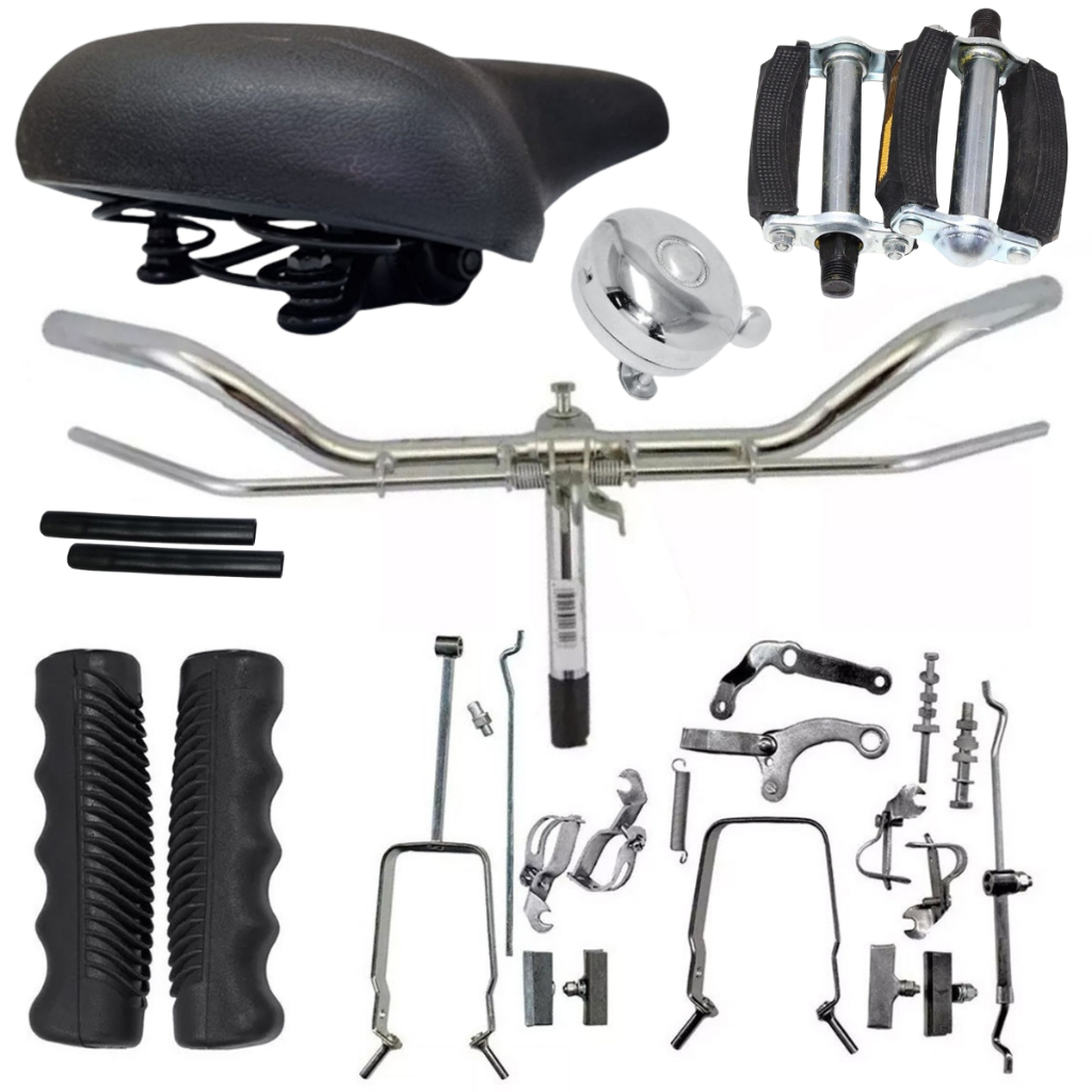 Guidão Punho Freio Varão Bicicleta Monark Caloi Barra Forte Circular Pedal Alvorada Selim Banco
