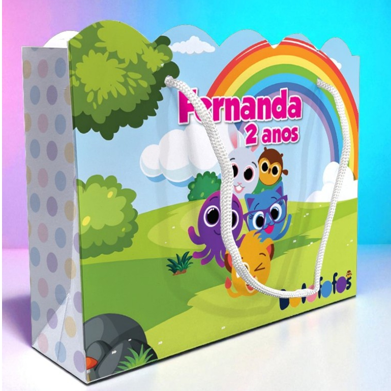 Sacolinha Bolofofo Ondulada Personalizada Kit Festa Menina Lembrancinha Bolofofos Sacola