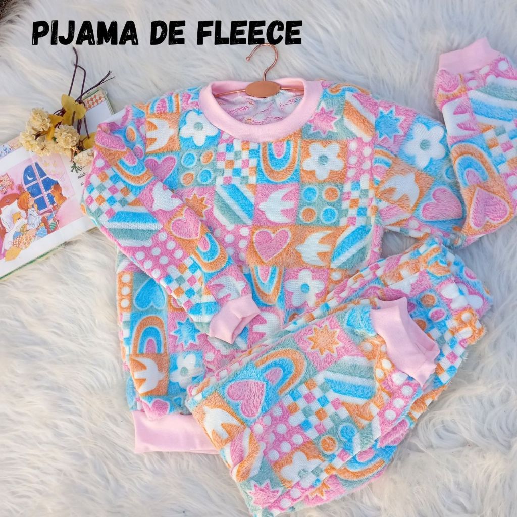 Pijama infantil menina fleece feminino inverno tamanho 2,4,6,8,10,12,14 em Oferta na Shopee