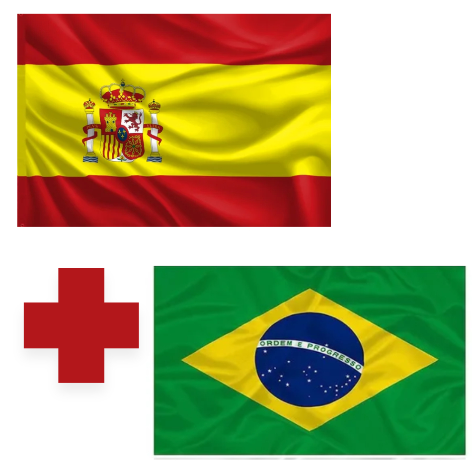 Bandeiras -  Espanha E Brasil 150 X 90 CM Varandas sacadas muros janelas Caminhões Carros Capô