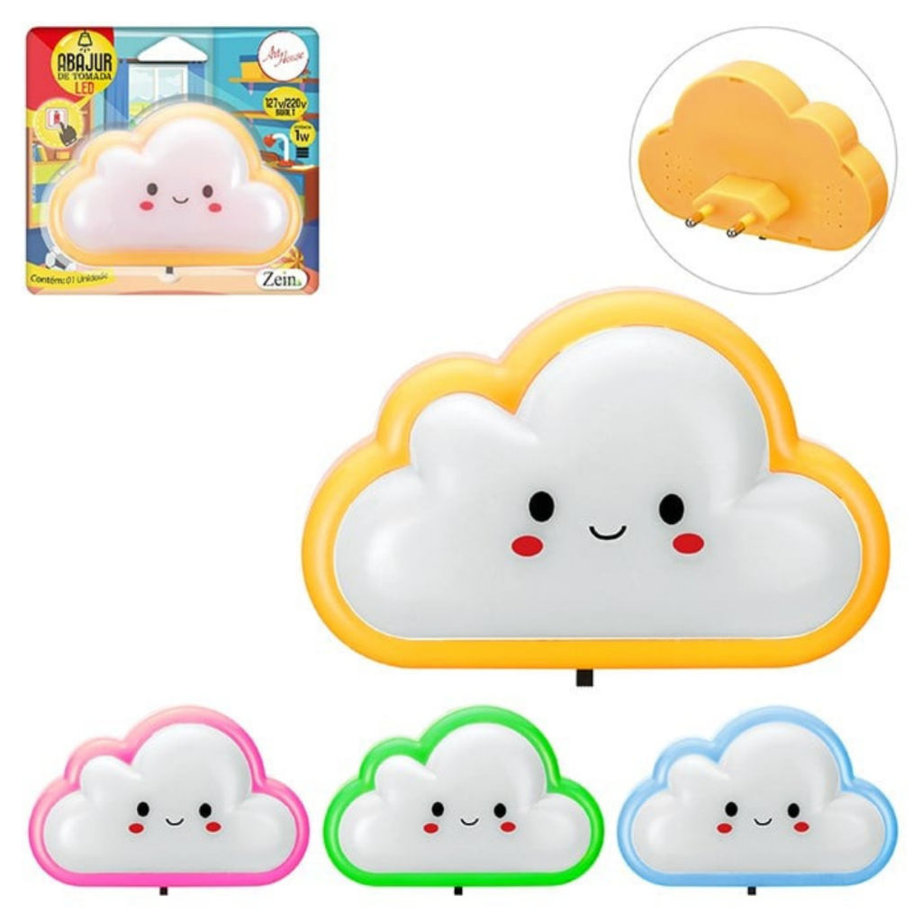 Abajur Luz Para Quarto Bebê Tomada Infantil Bivolt Luminária Led de Tomada Infantil formato de Nuvem em Oferta na Shopee