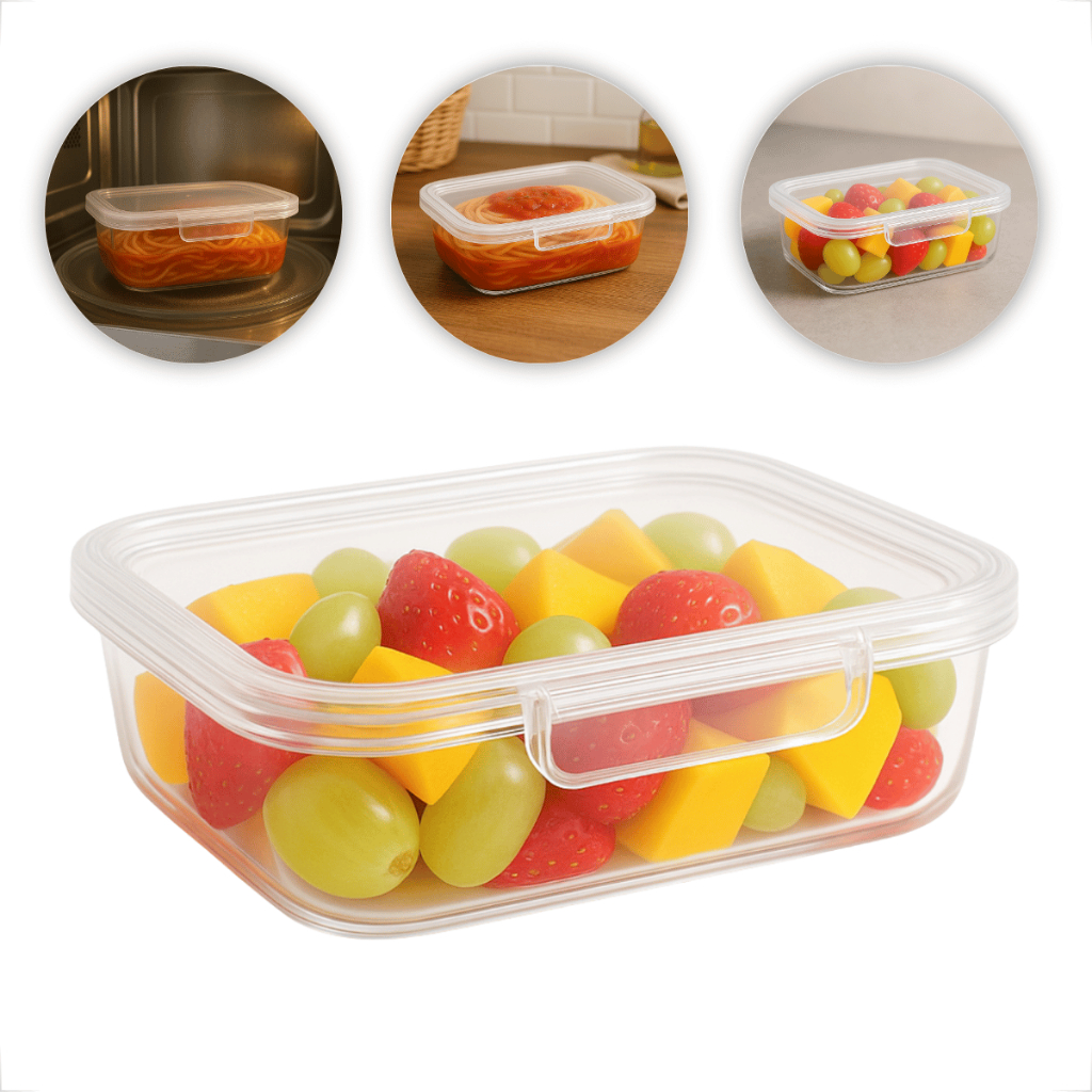 Imagem Kit Pote Marmita Fitness 500ML com Trava Lateral P/ Microondas Geladeira Dieta e Almoço