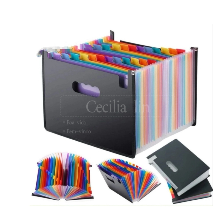 Pasta Arquivo Organizadora Expansível Divisórias Documentos 24 divisorias em Oferta na Shopee